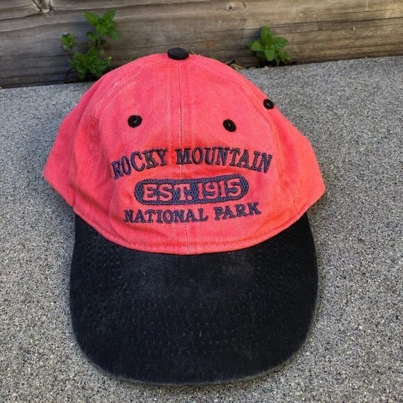 Esy Other - Vintage 90s ESY ROCKY MOUNTAIN NATIONAL PARK Hat Men's Red Baseball Cap Retro